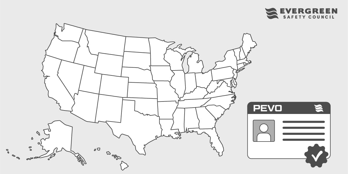 Illustration of the U.S. map with a PEVO certification