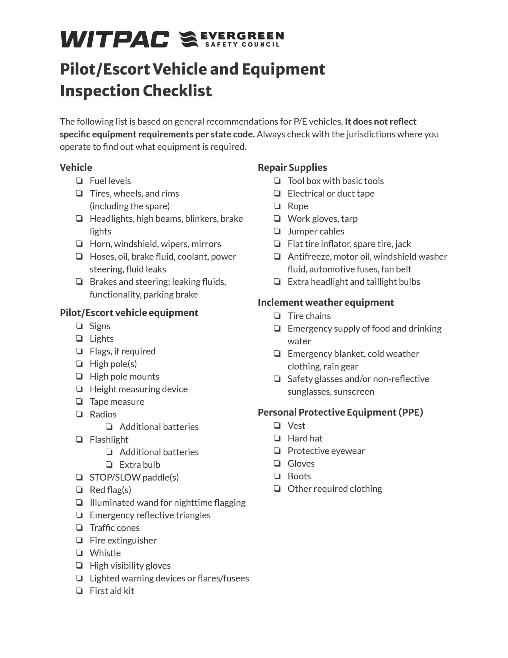 WITPAC Student Resources 2024 version Evergreen Safety Council