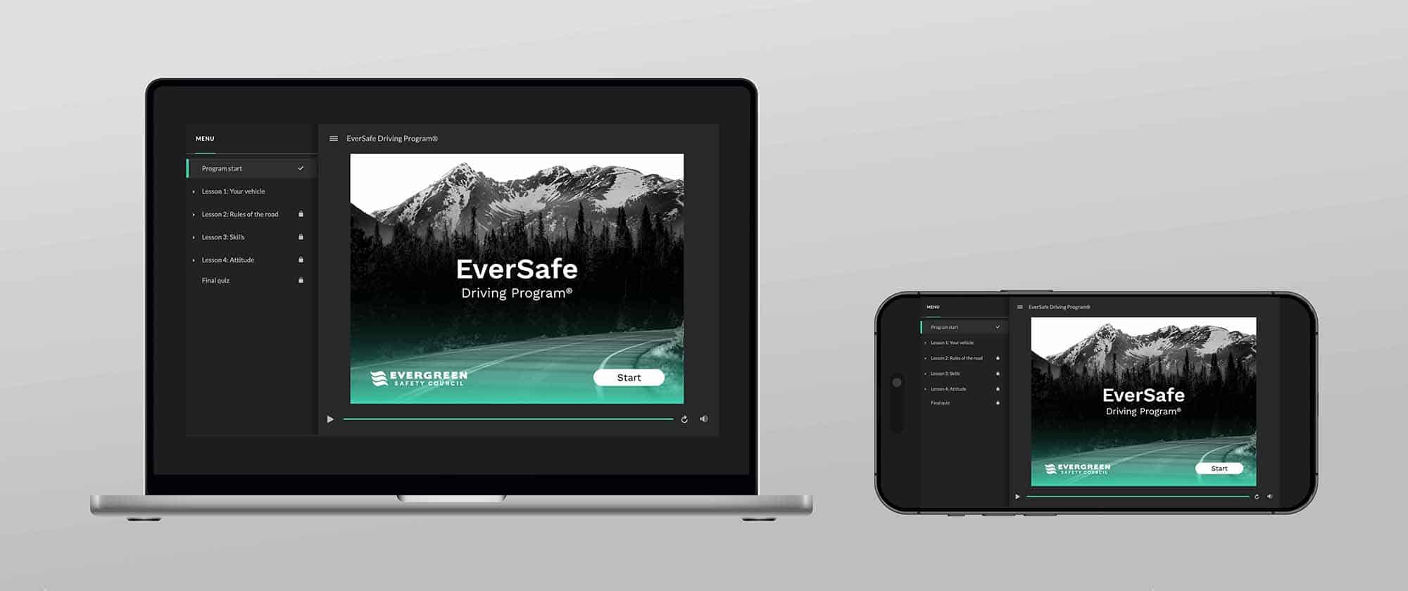 EverSafe Driving Program online version on laptop and phone
