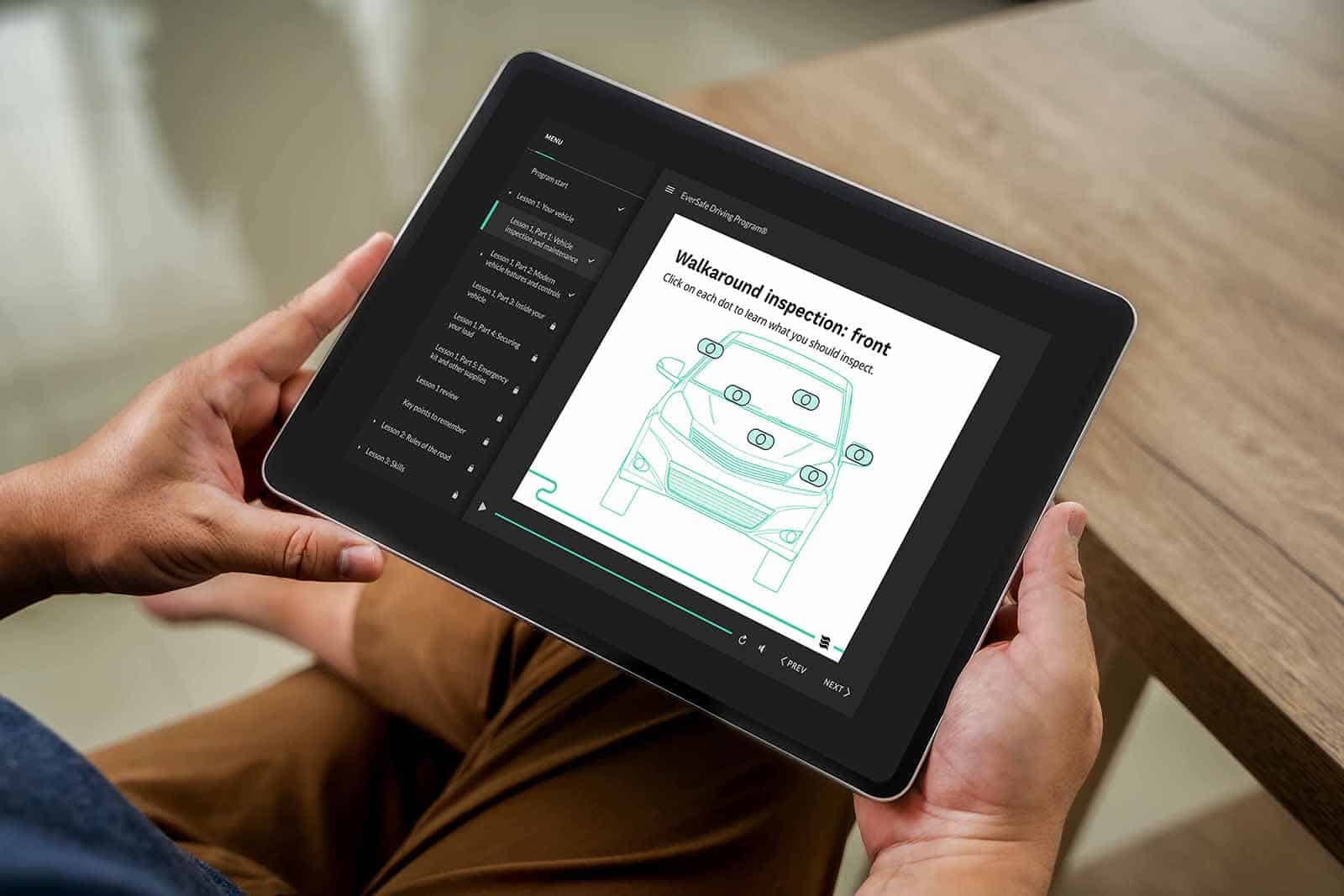 EverSafe Driving Program self-directed online program on a tablet