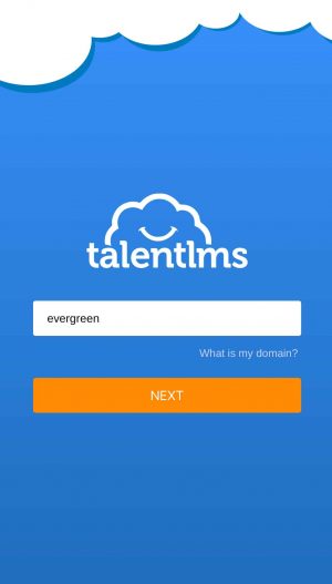 Screenshot of the TalentLMS app domain name screen